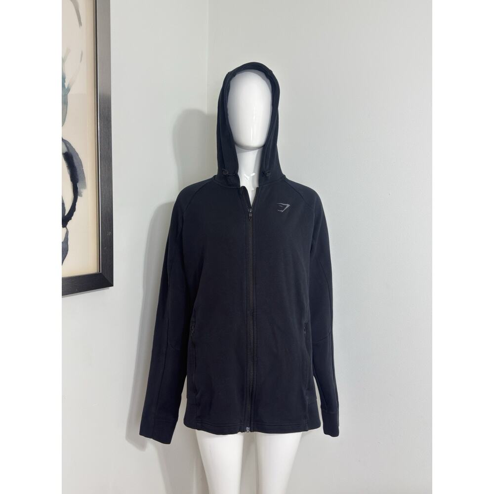 Gymshark Hoodie Mens Black Cotton Full Zip Up Athletic Gym Workout Sweatshirt XL
